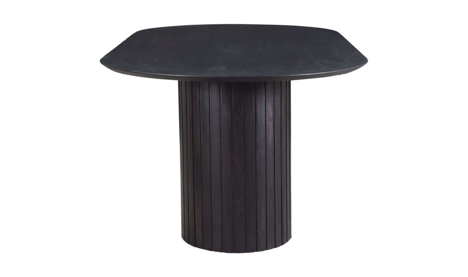 Side view of the Povera Black Dining Table highlighting its sleek black finish.