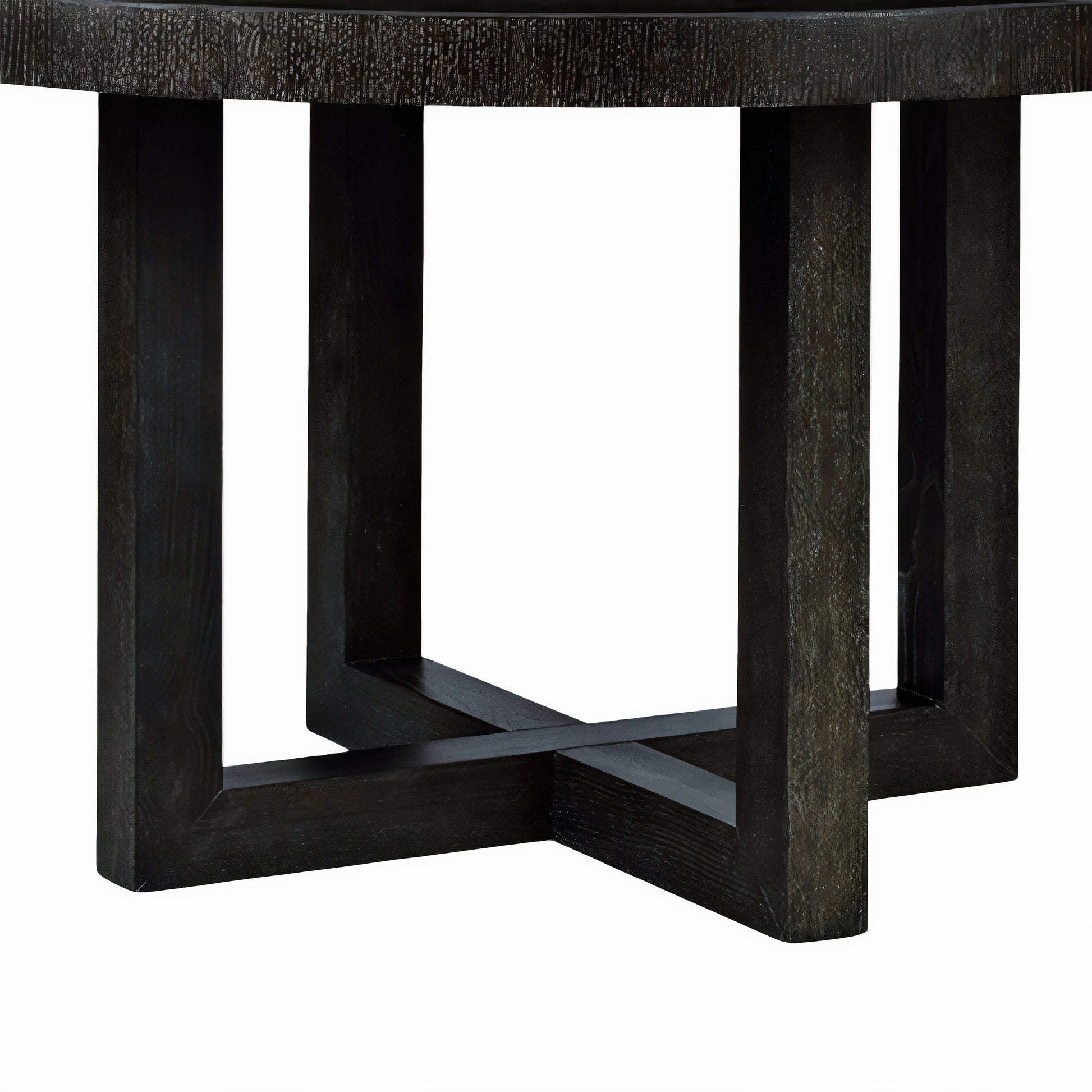 Detailed view of the leg design on the Sunset Black Round Dining Table