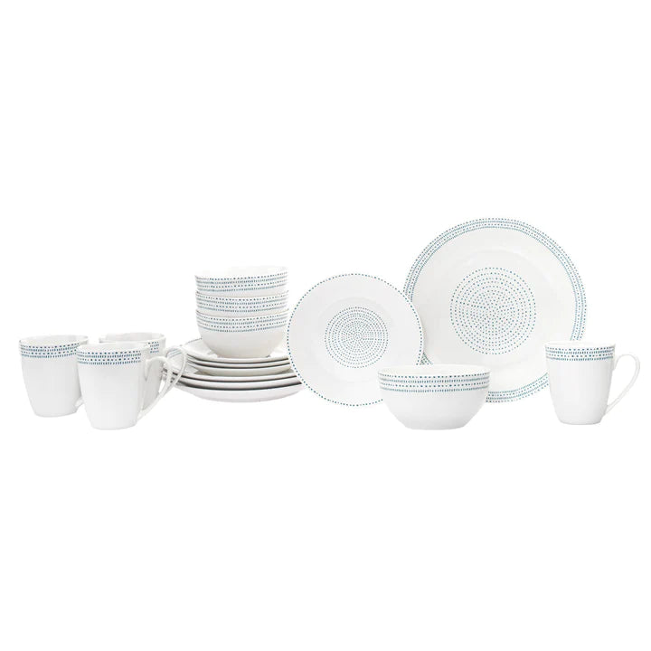 GODINGER Staccata Porcelain 16 Piece Dinnerware Set, Service For 4 - Echo Dining