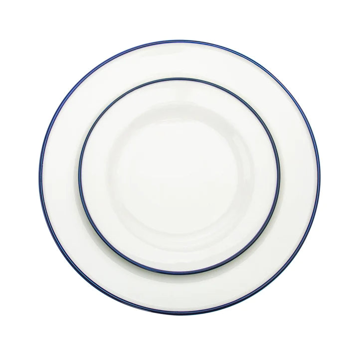 Bistro Blue Rim Porcelain 16 Piece Dinnerware Set, Service For 4 - Echo Dining