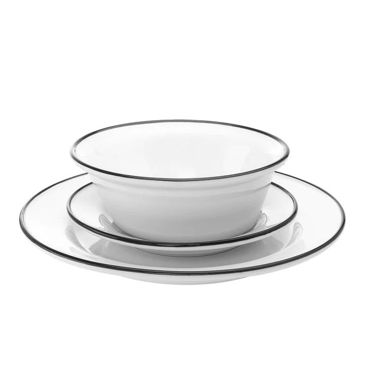 Bistro Black Rim Porcelain 16 Piece Dinnerware Set, Service For 4 - Echo Dining