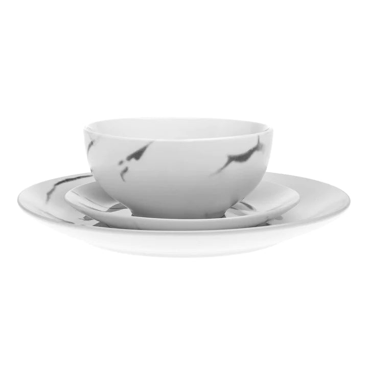 Boulon Black Porcelain 12 Piece Dinnerware Set, Service For 4 - Echo Dining