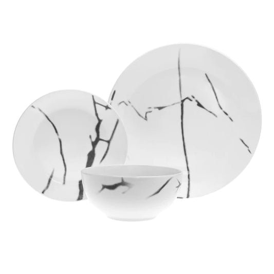 Boulon Black Porcelain 12 Piece Dinnerware Set, Service For 4 - Echo Dining