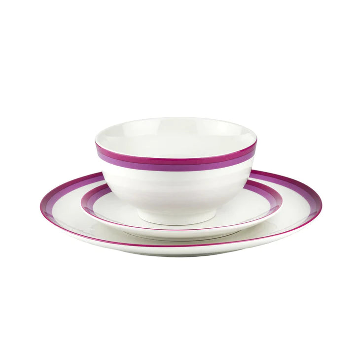 GODINGER Sheer Burgundy Porcelain 12 Piece Dinnerware Set, Service for 4 - Echo Dining