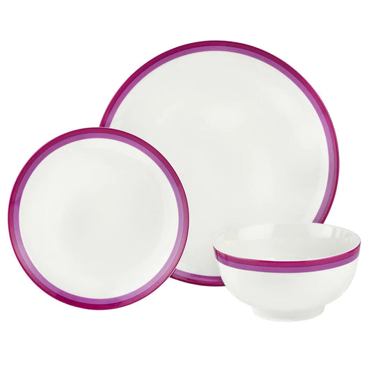 GODINGER Sheer Burgundy Porcelain 12 Piece Dinnerware Set, Service for 4 - Echo Dining