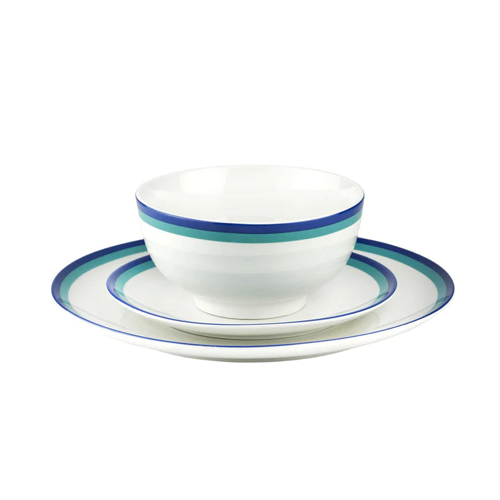 GODINGER Sheer Blue Porcelain 12 Piece Dinnerware Set, Service for 4 - Echo Dining