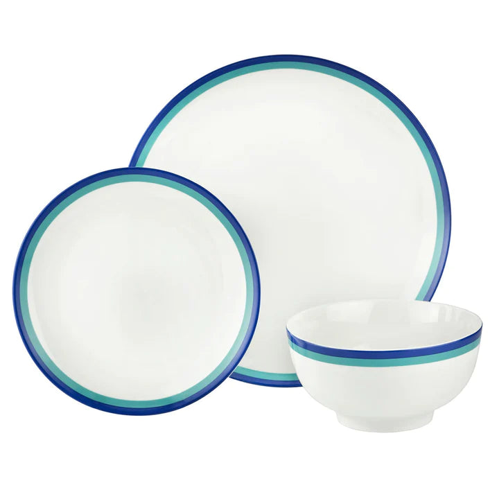 GODINGER Sheer Blue Porcelain 12 Piece Dinnerware Set, Service for 4 - Echo Dining