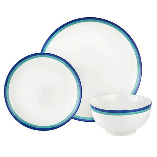 GODINGER Sheer Blue Porcelain 12 Piece Dinnerware Set, Service for 4 - Echo Dining
