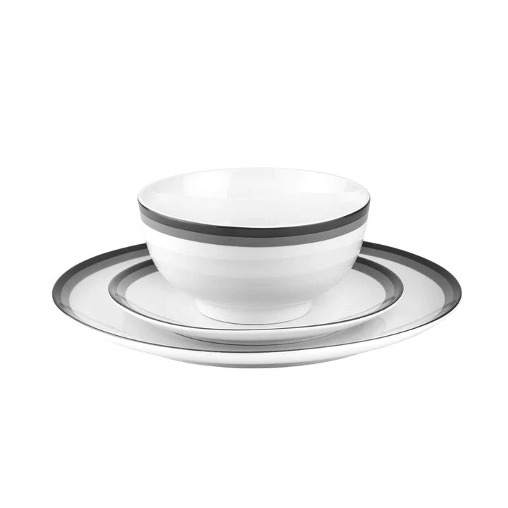 GODINGER Sheer Grey Porcelain 12 Piece Dinnerware Set, Service for 4 - Echo Dining