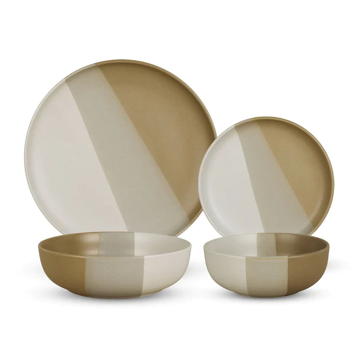 GODINGER Piermont Natural 16 Piece Dinnerware Set, Service For 4 - Echo Dining