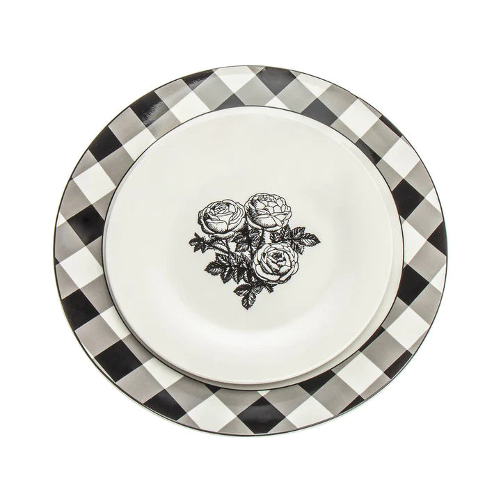 Damier Porcelain 12 Piece Dinnerware Set, Service For 4 - Echo Dining