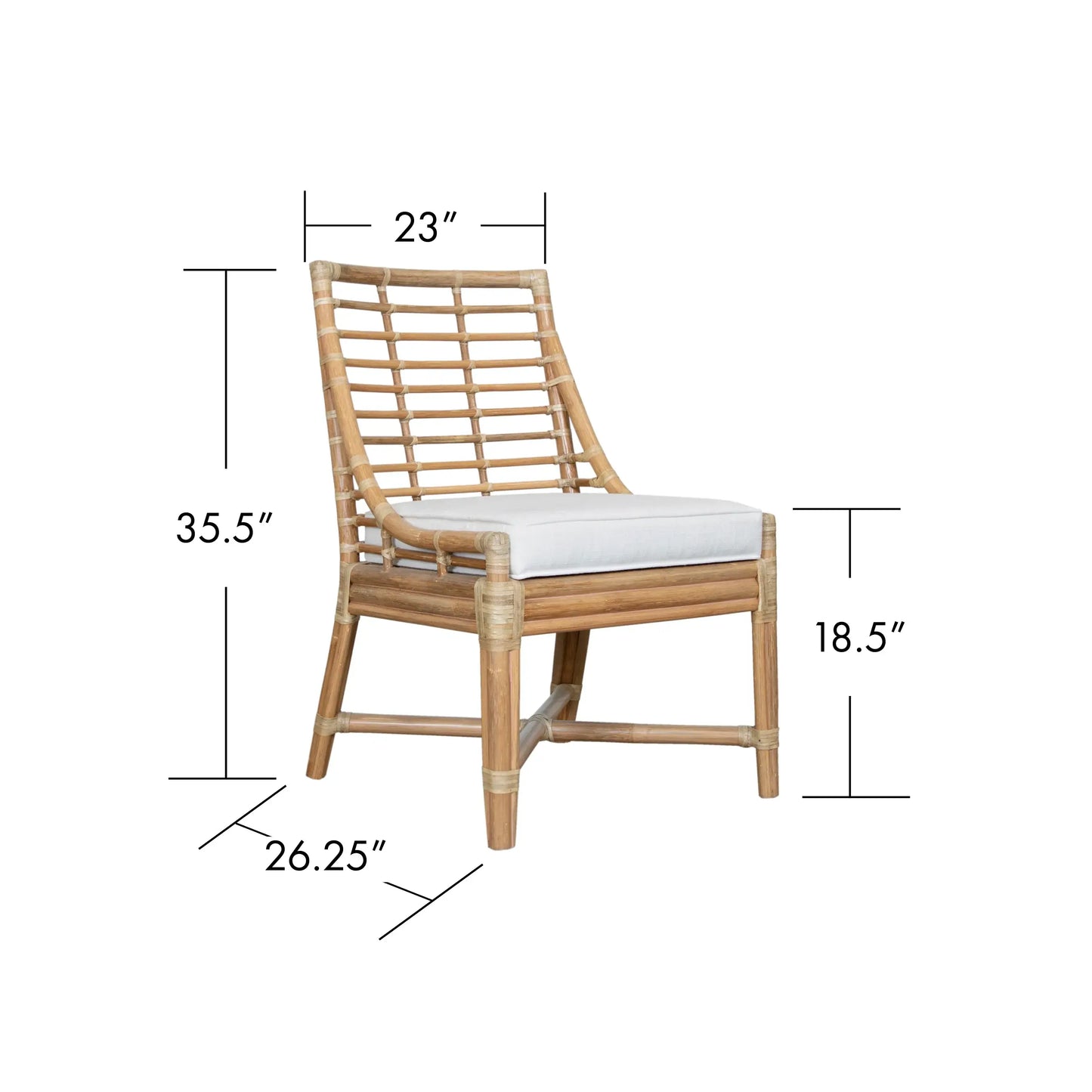 Dimension image of the Luna Dining Chair by David Francis with measurements for height, width, and depth.