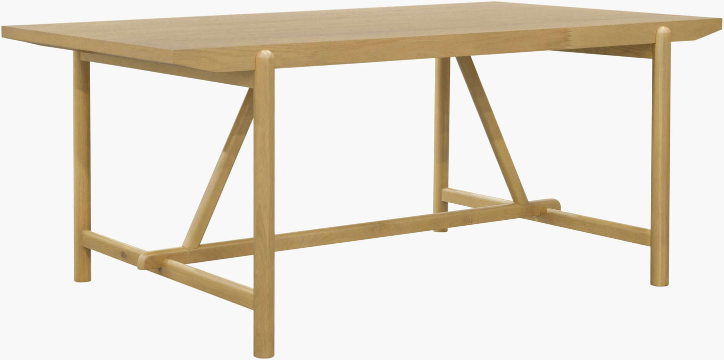 Full view of the Surya Keating Dining Table showing its sleek lines and durable construction.