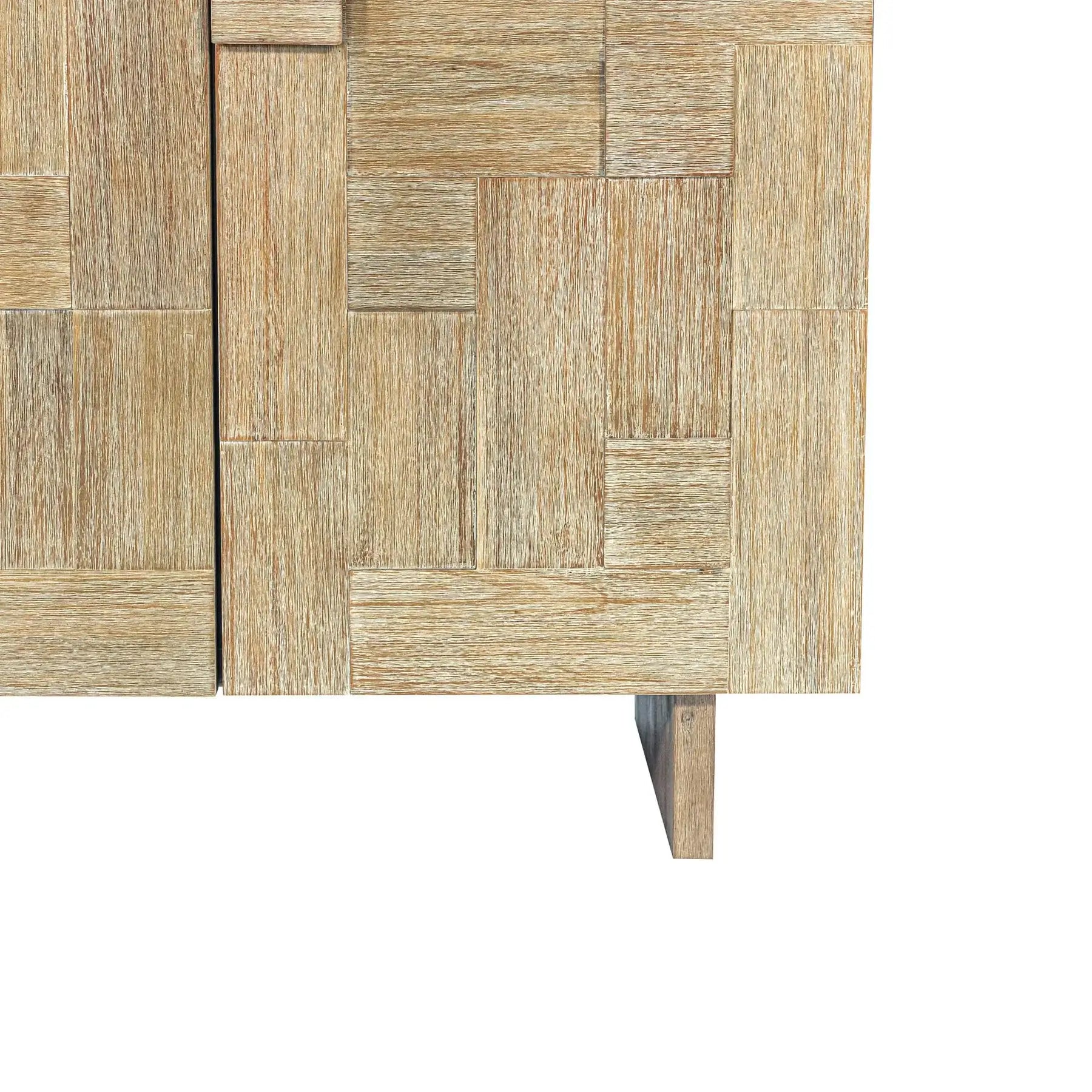 Close-up of Atlantis Solid Wood Sideboard base showing intricate wood texture and sturdy leg construction.