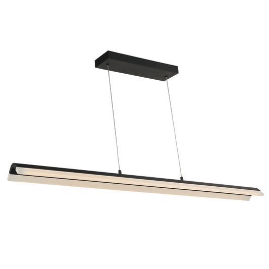 Bar pendant light in brushed aluminum finish, angled glowing view.