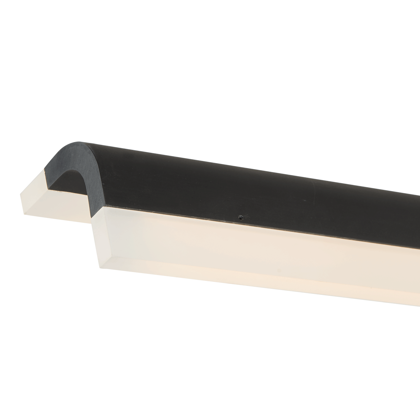 Contemporary matte black bar pendant light, clean LED design.
