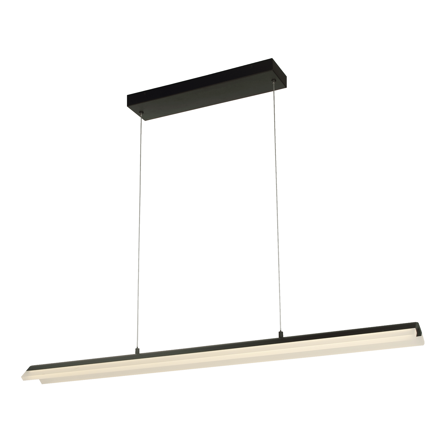 Matte black bar pendant light, sleek suspended profile.