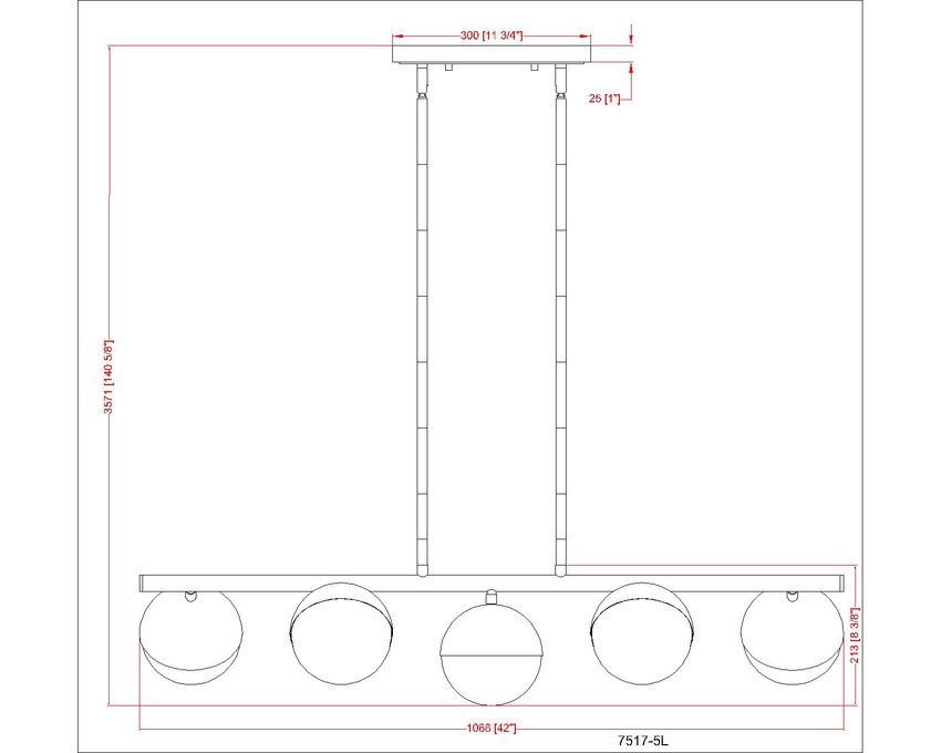 chandelier dimension diagram 42-inch width.
