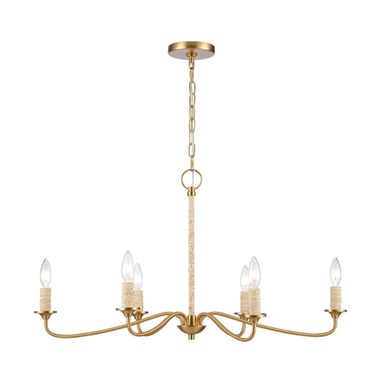 ELK HOME Abaca 32'' Wide 6 - Light Chandelier - Echo Dining