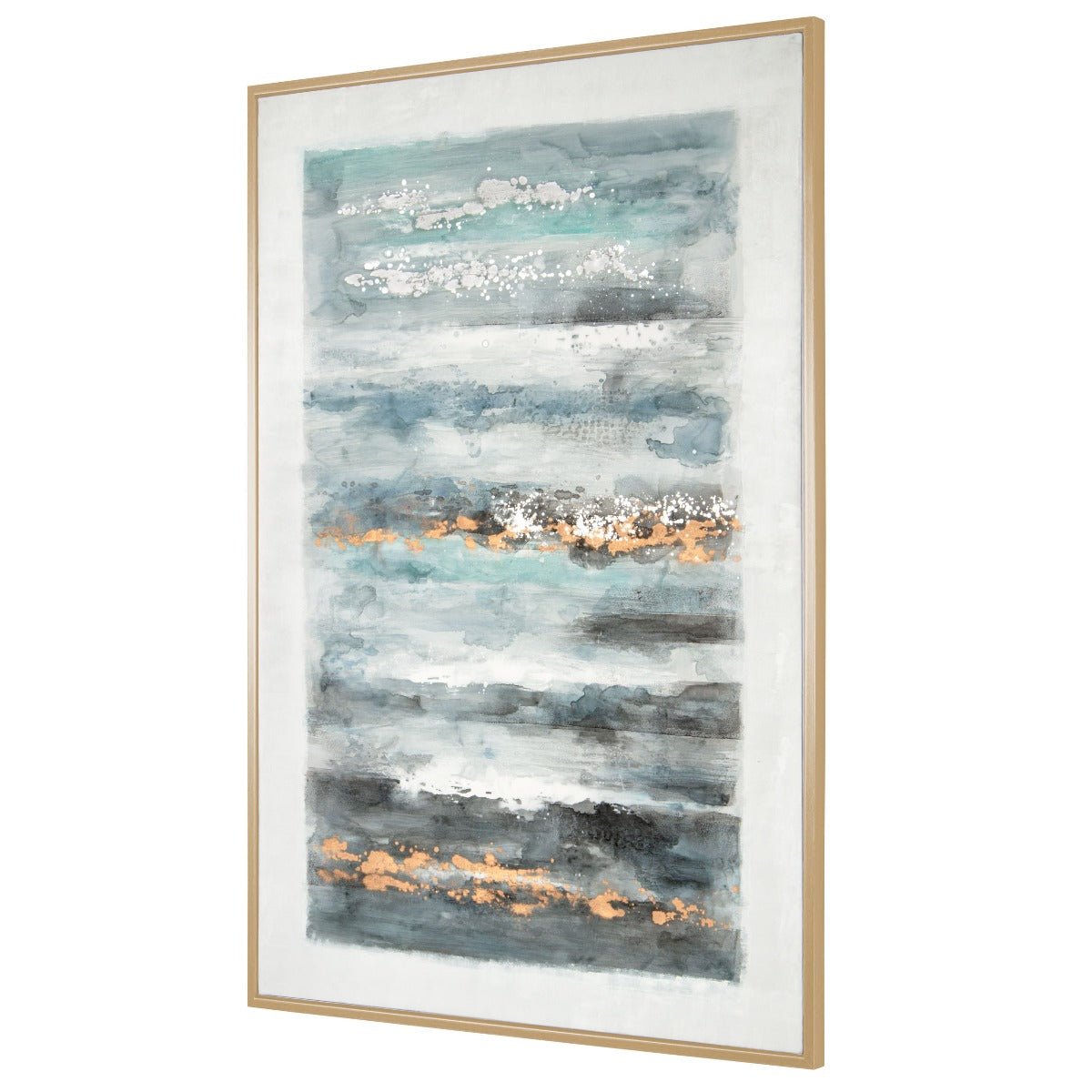 GILD Blue Ribbons, Hand Painted Framed Canvas - Echo Dining