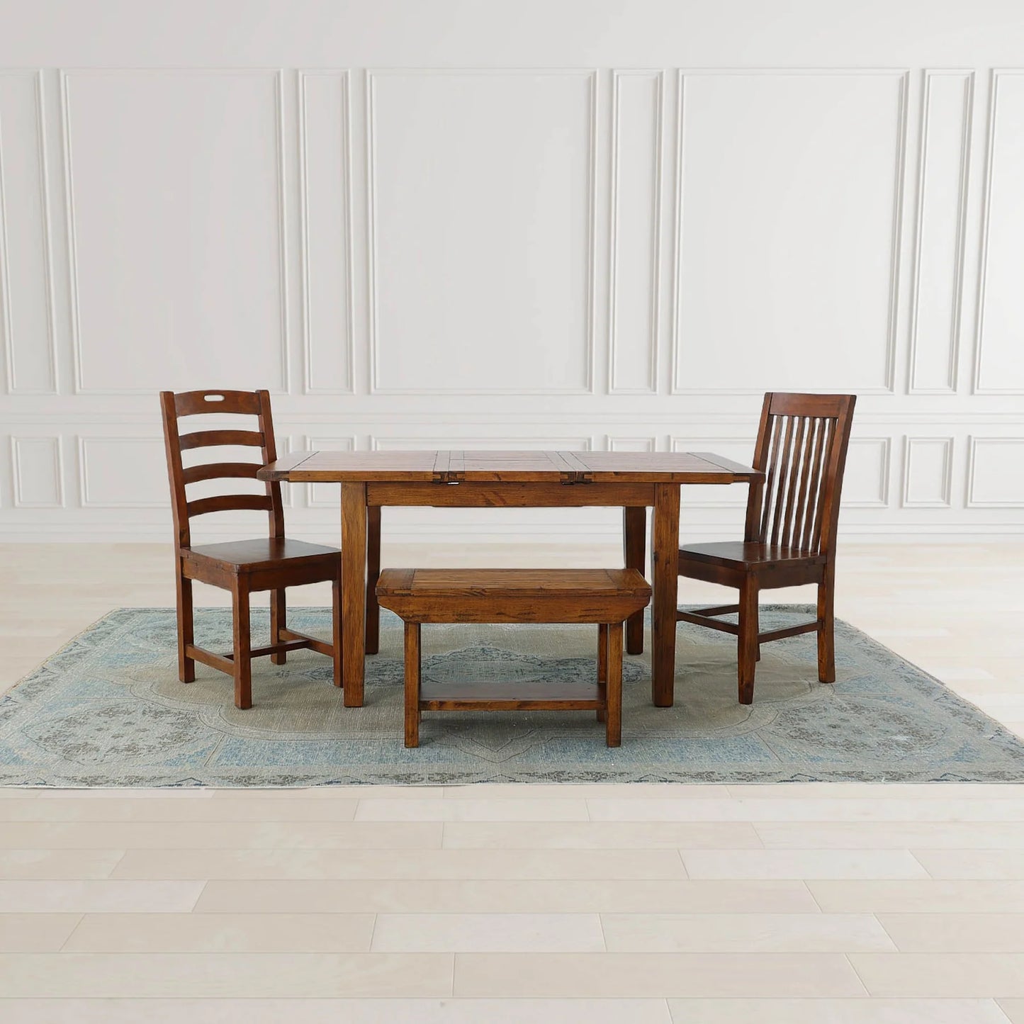 Full dining setup with Irish Coast Brown Wood Dining Chair in modern setting