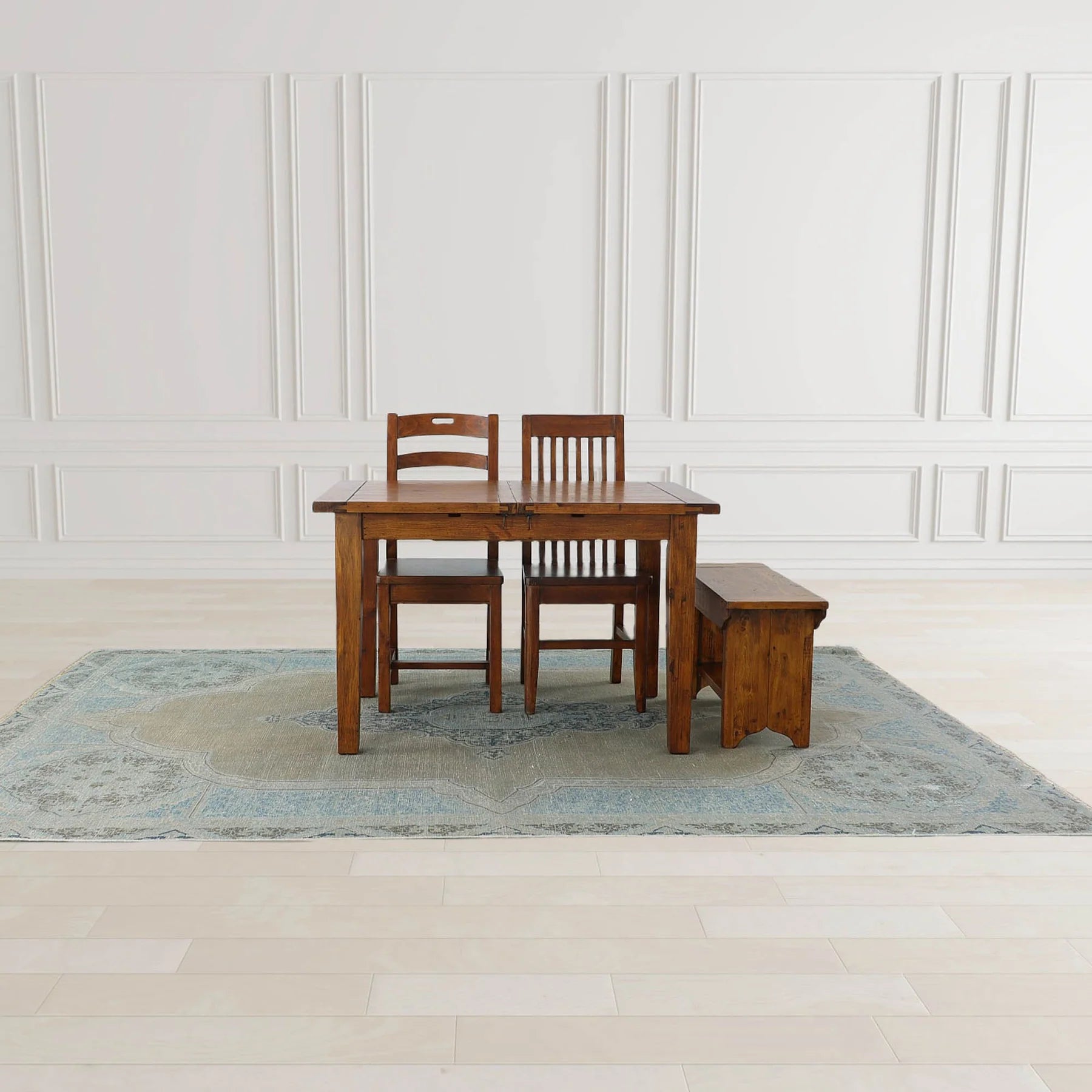 Irish Coast Ladder Back Brown Dining Chair in African Dusk displayed with matching dining table set