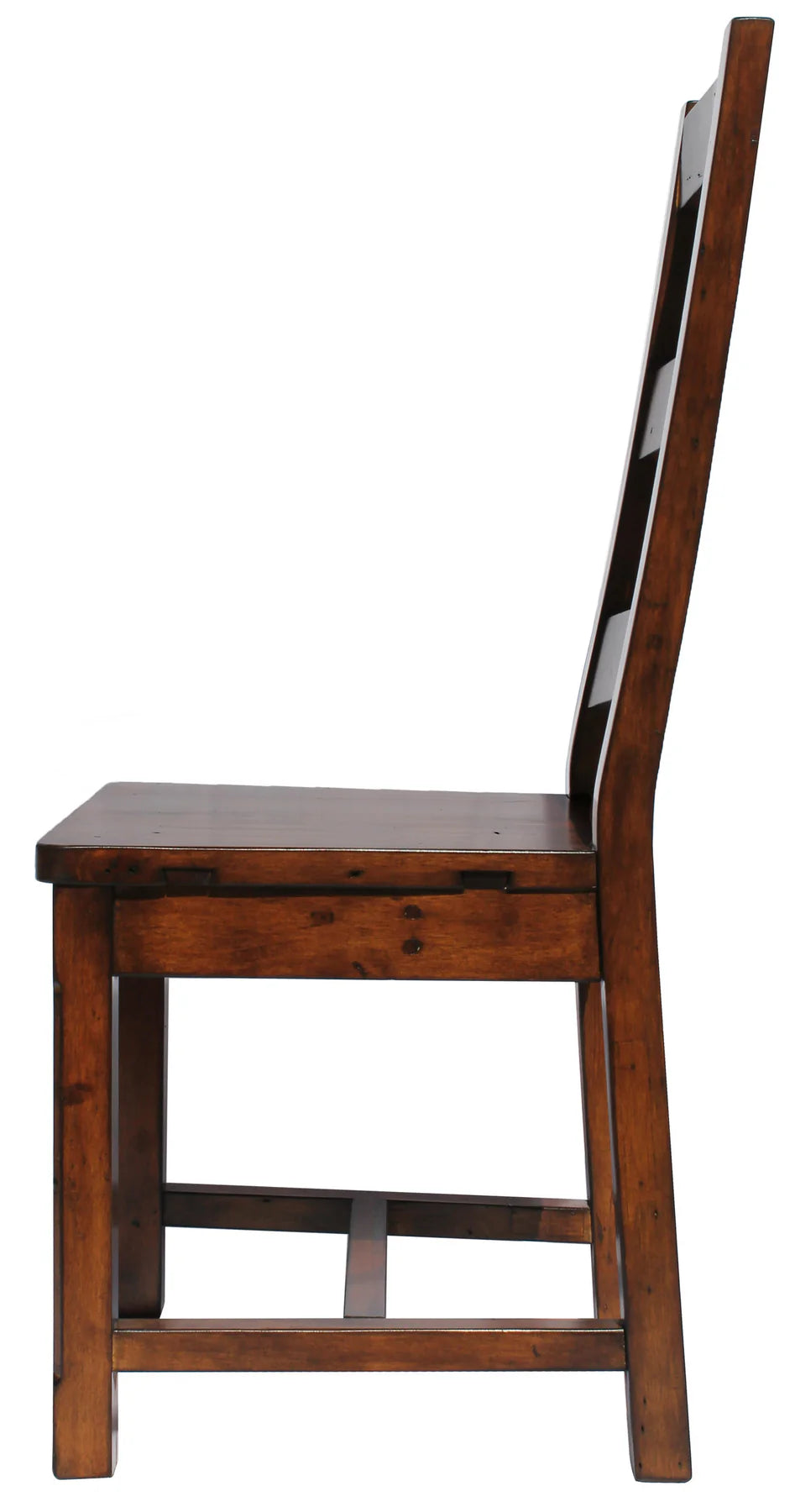 Side view of Irish Coast Ladder Back Brown Dining Chair showcasing wooden craftsmanship