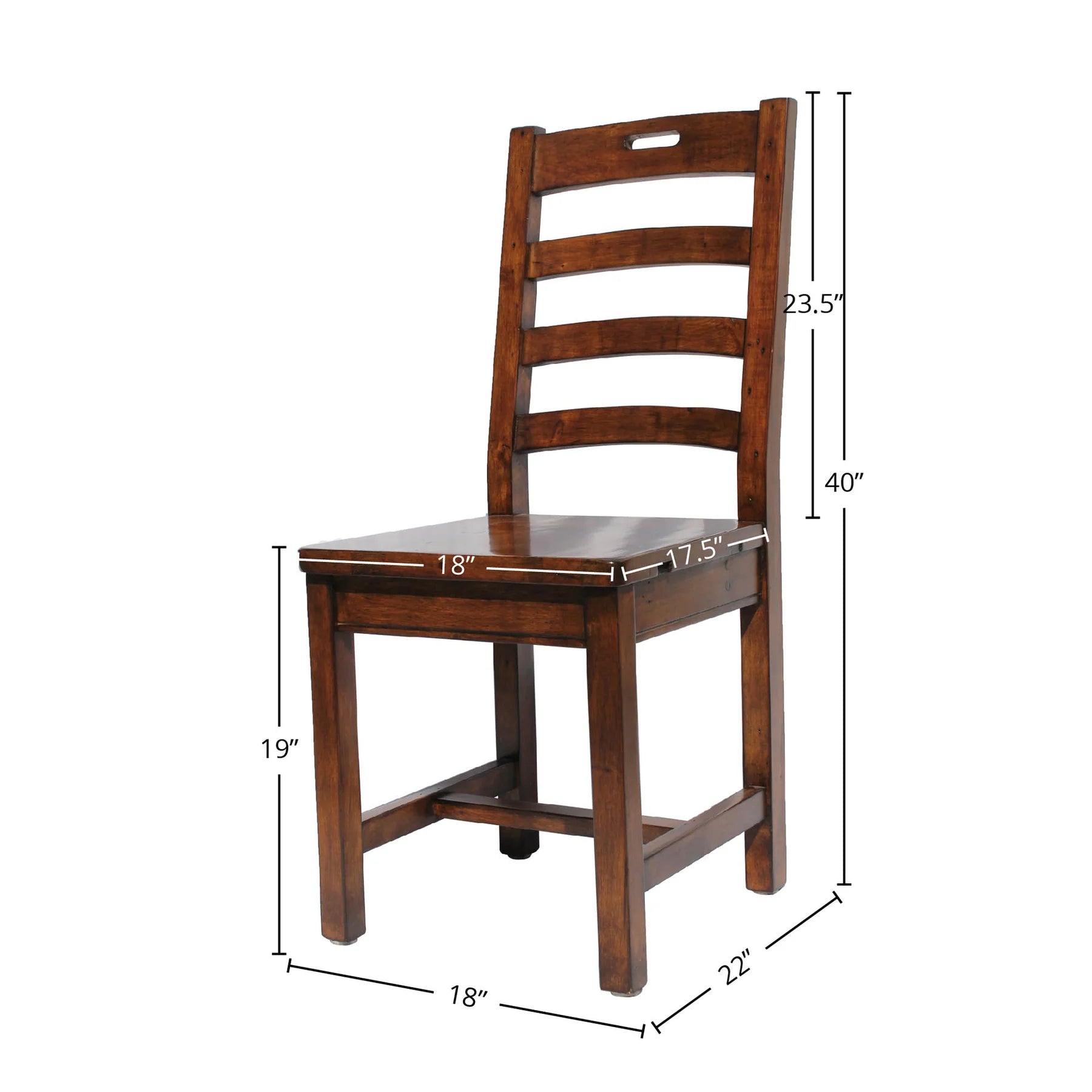 Dimensions of the Irish Coast African Dusk rustic wooden dining chair .