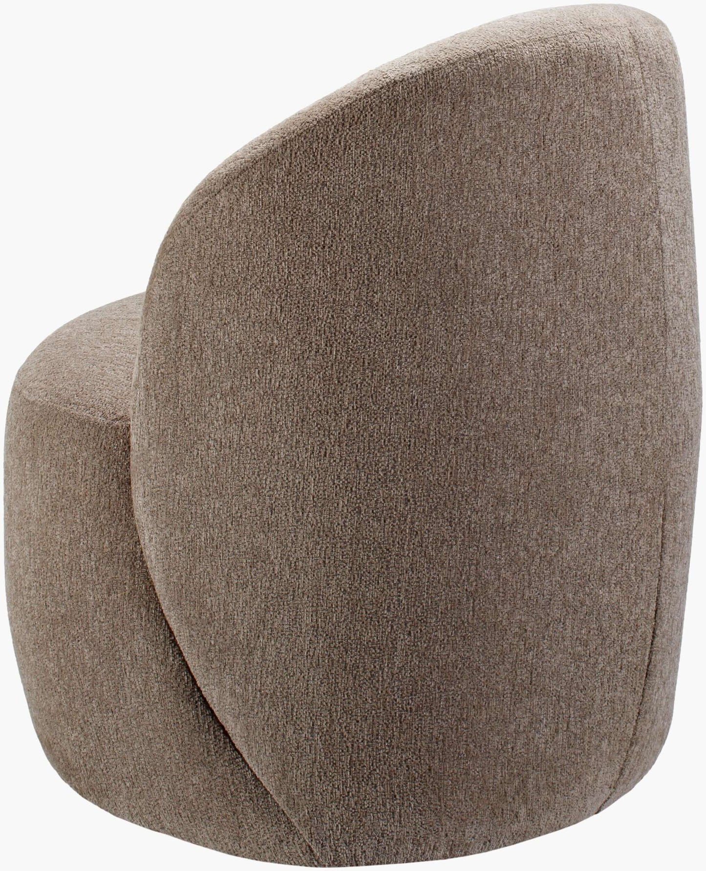Close-up corner detail of the Kamise brown side chair's soft polyester fabric.