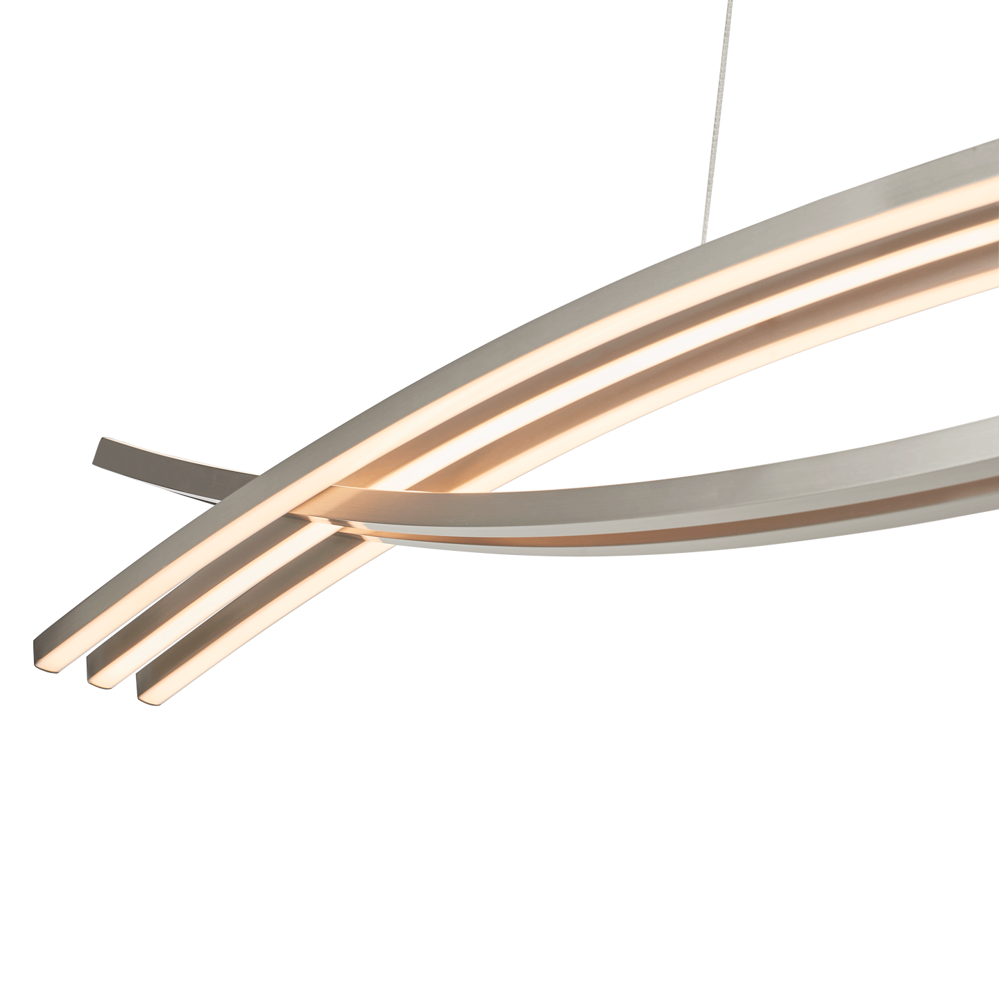 LED linear pendant light brushed nickel glowing bar