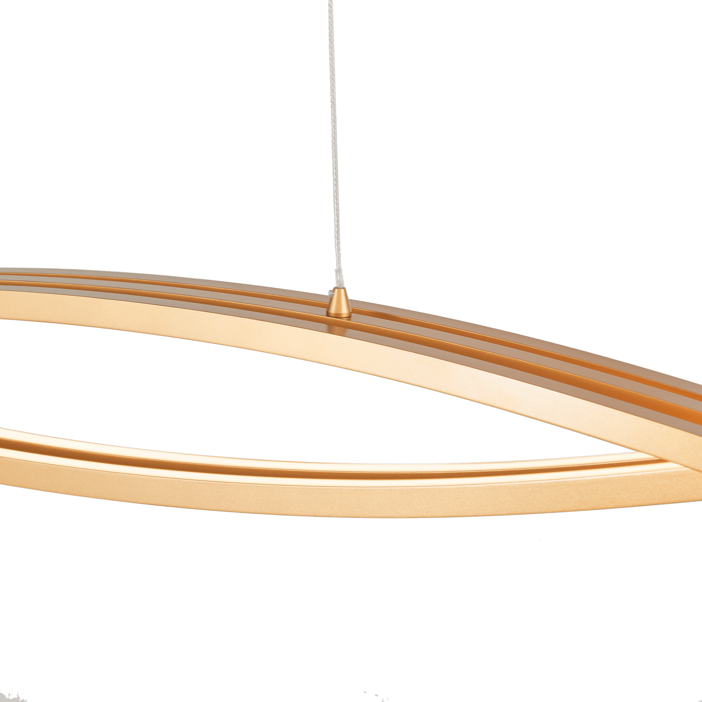 Wishbone pendant light gold curved LED bar closeup
