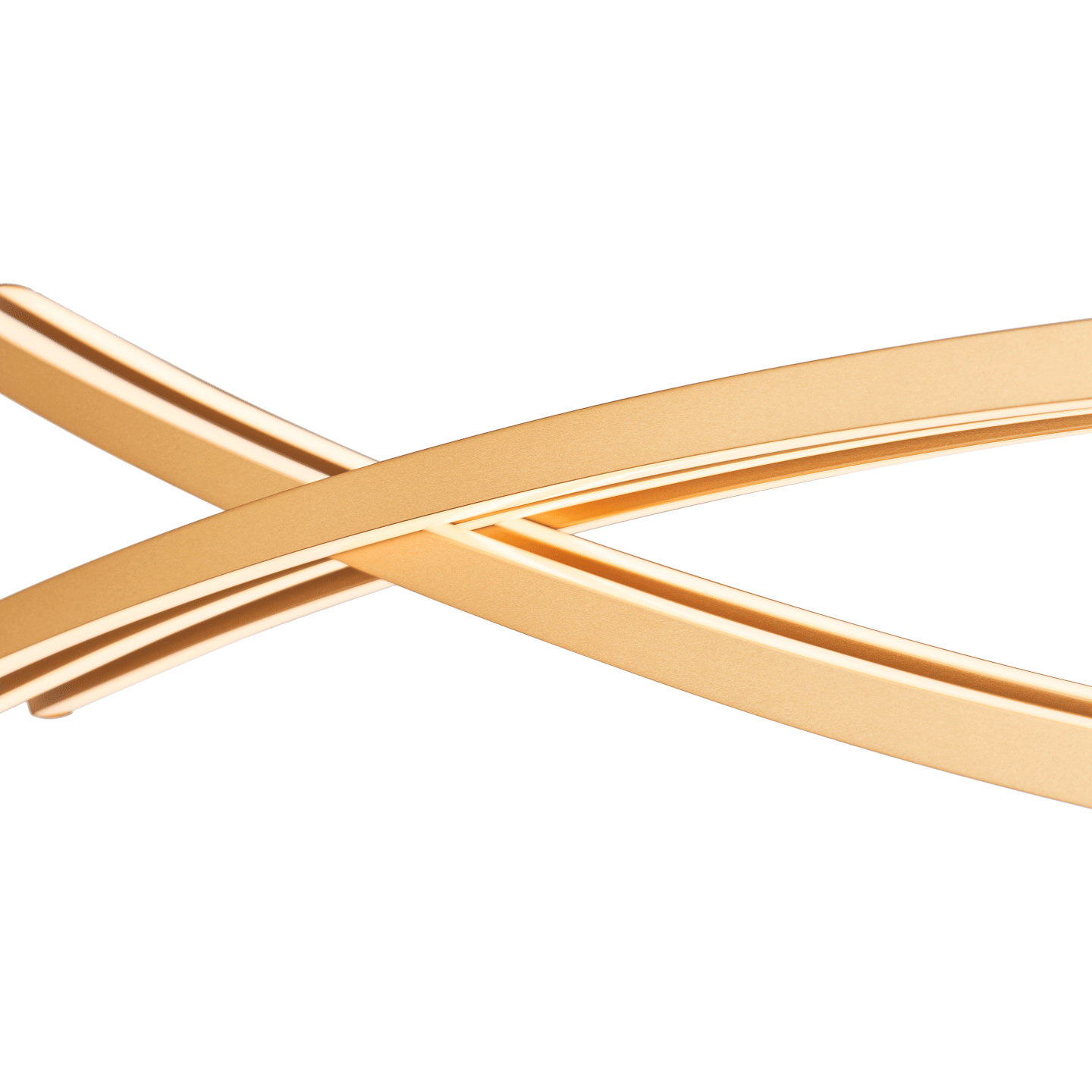 LED linear pendant light wishbone gold front glowing