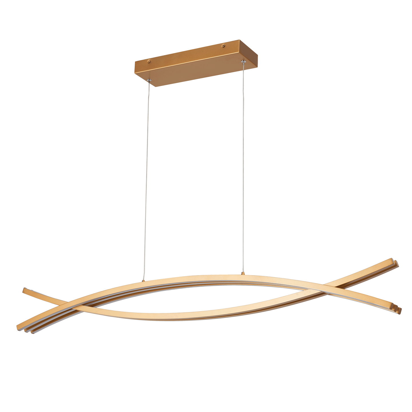 LED linear pendant light gold finish front off.