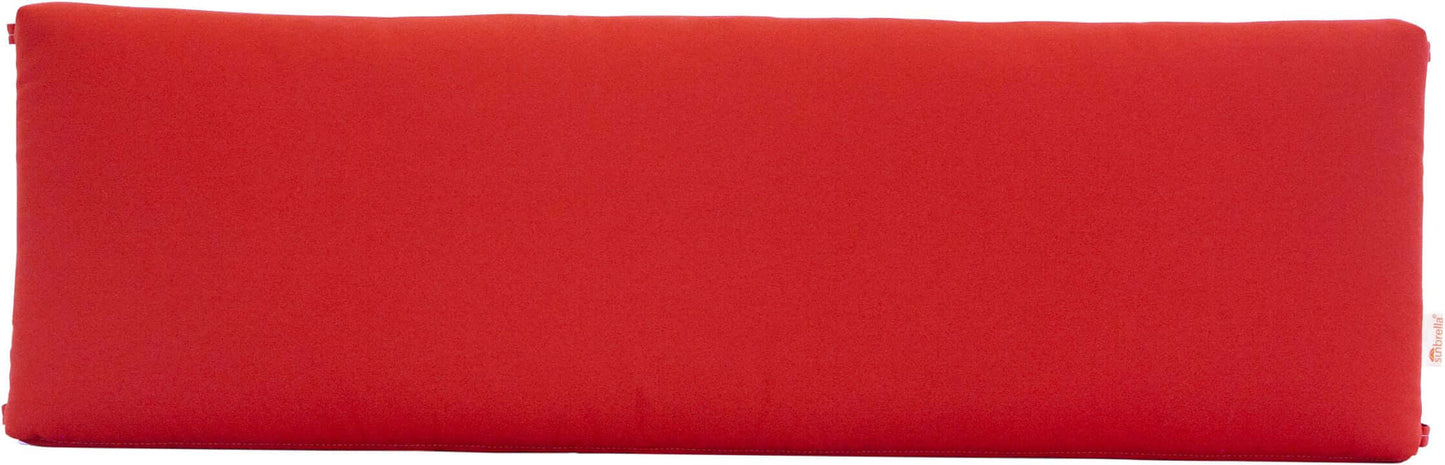 Bright logo red outdoor bench cushion in a solid color, smooth texture, with a simple design for seating comfort.