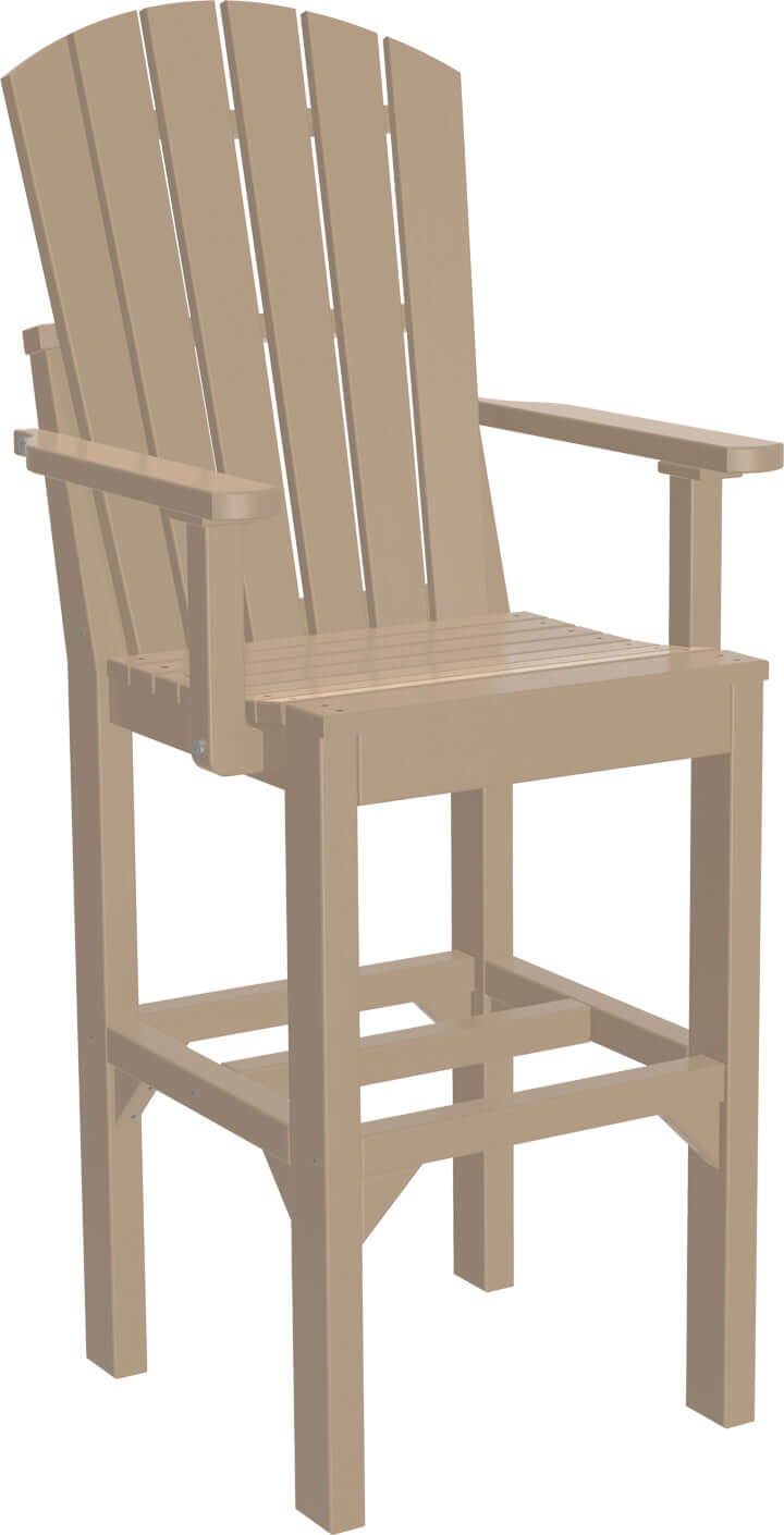 LuxCraft Adirondack outdoor bar arm chair, weatherwood color, classic design, weather-resistant.