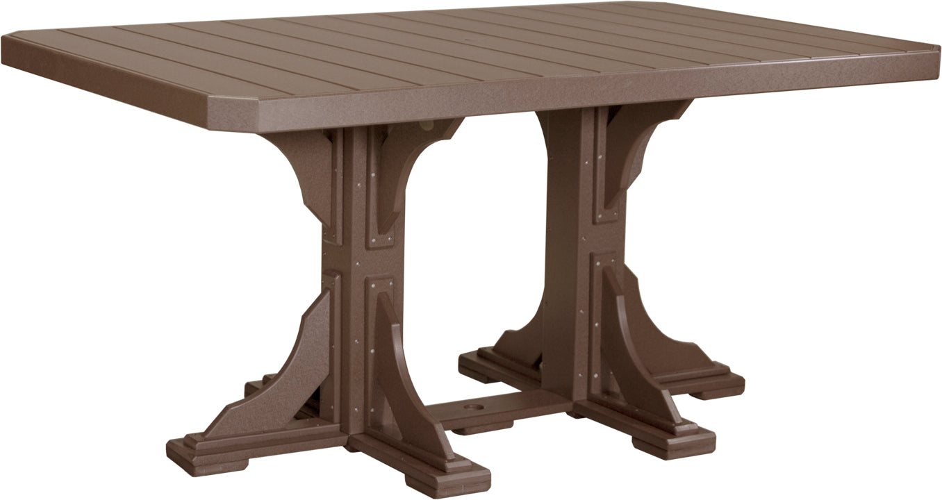 LuxCraft 4' x 6' Rectangular Outdoor Counter Table for in Chestnut Brown color