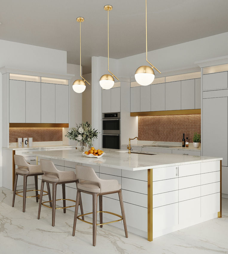 Mid-century modern one-light pendant modern gold trio over kitchen island