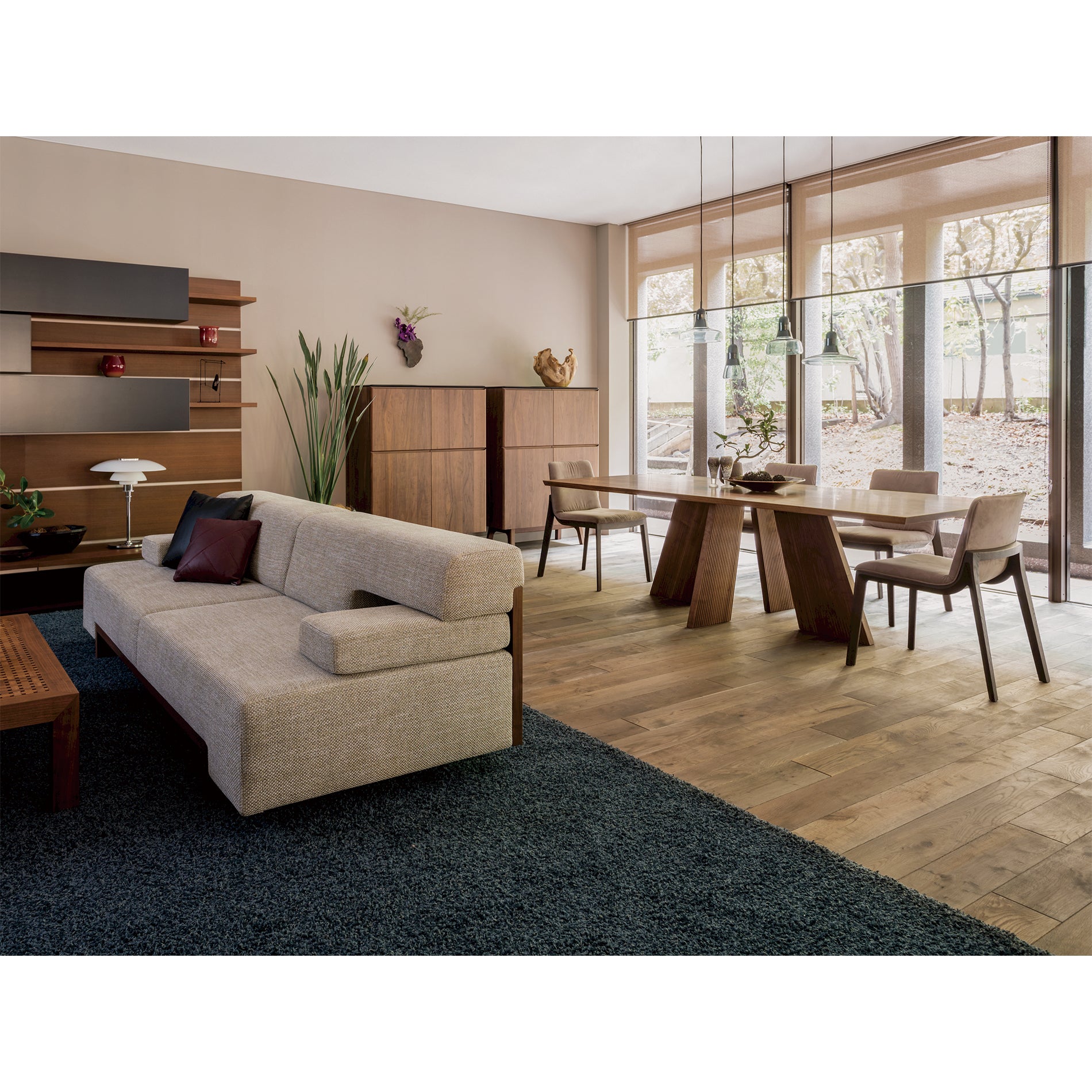 Modern dining space featuring the Hakama Dining Table with elegant seating.