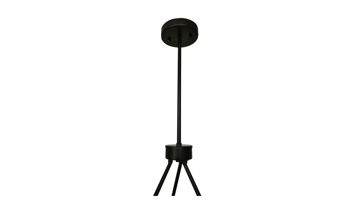 Close-up of the Oaha pendant light ceiling mount in black iron