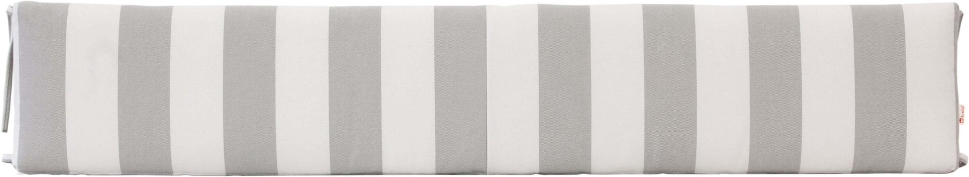 72" Cafe Bench Cushion in Solana Seagull - Light Grey and White Stripes, Casual and Airy, Ideal for Beachside or Poolside Areas