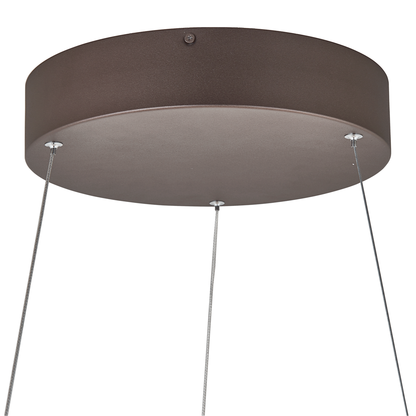 Oval spring pendant light bronze canopy close-up.
