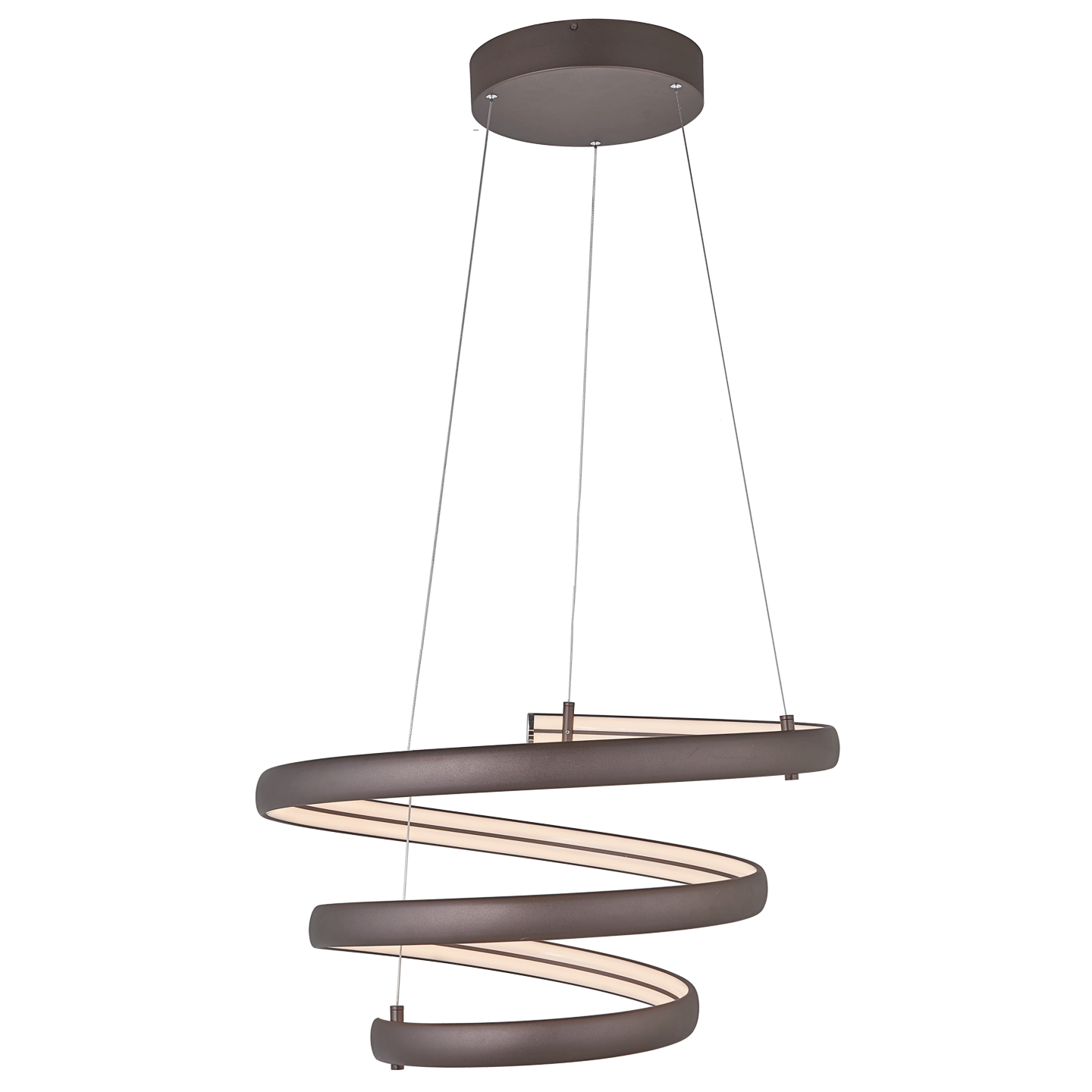 Oval spring pendant light bronze finish glowing spiral.