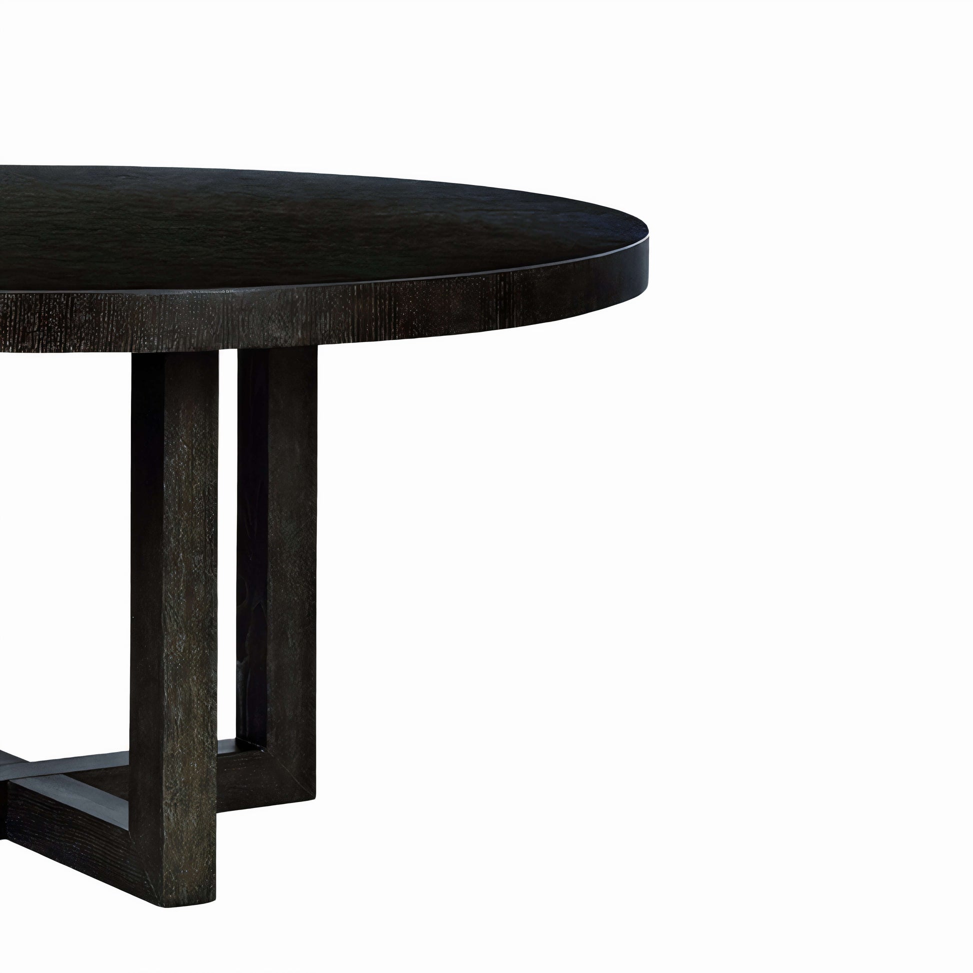 Side view of the Sunset Black Round Dining Table by Oliver Home Furnishings