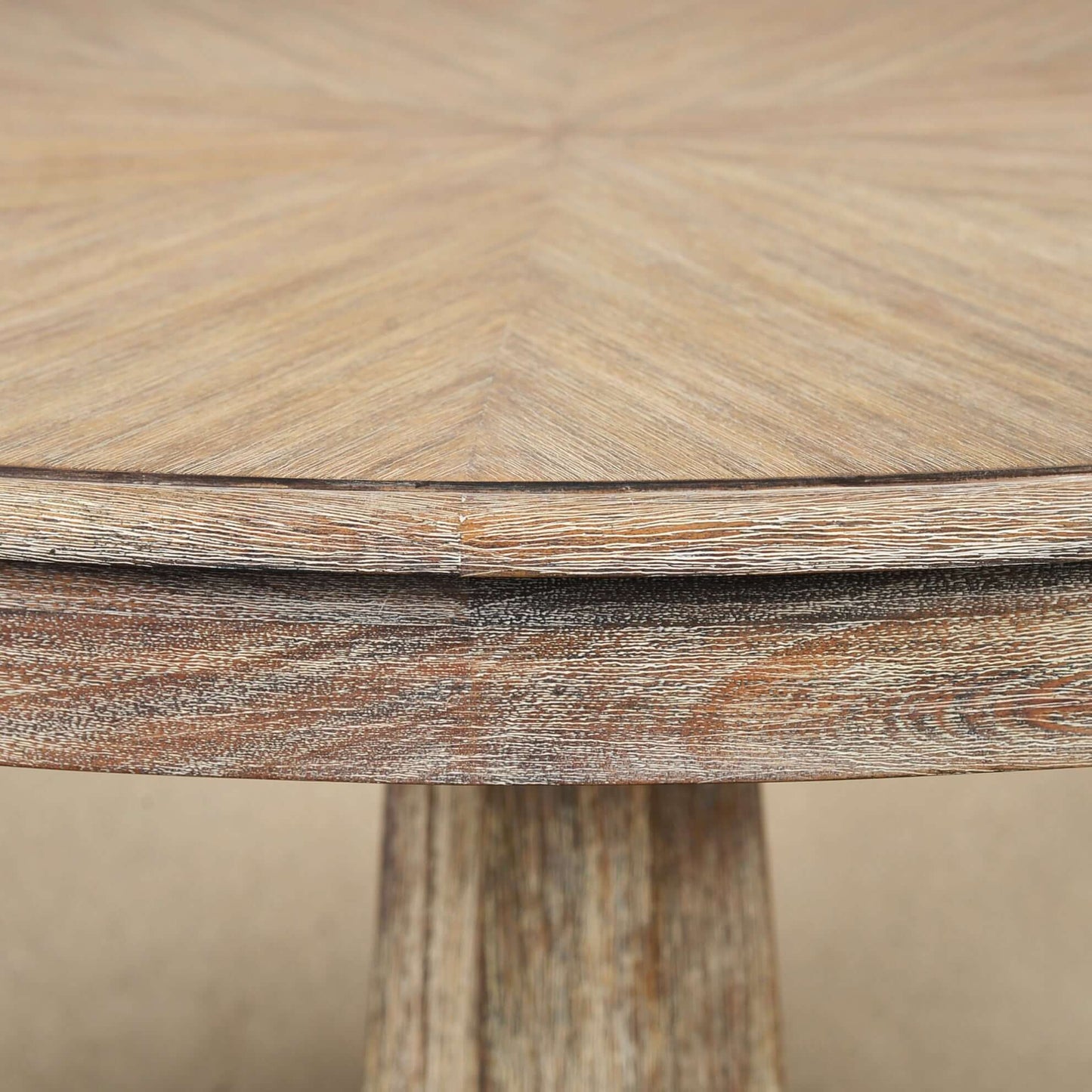 Close-up of the edge and finish of the Lancaster Dining Table.