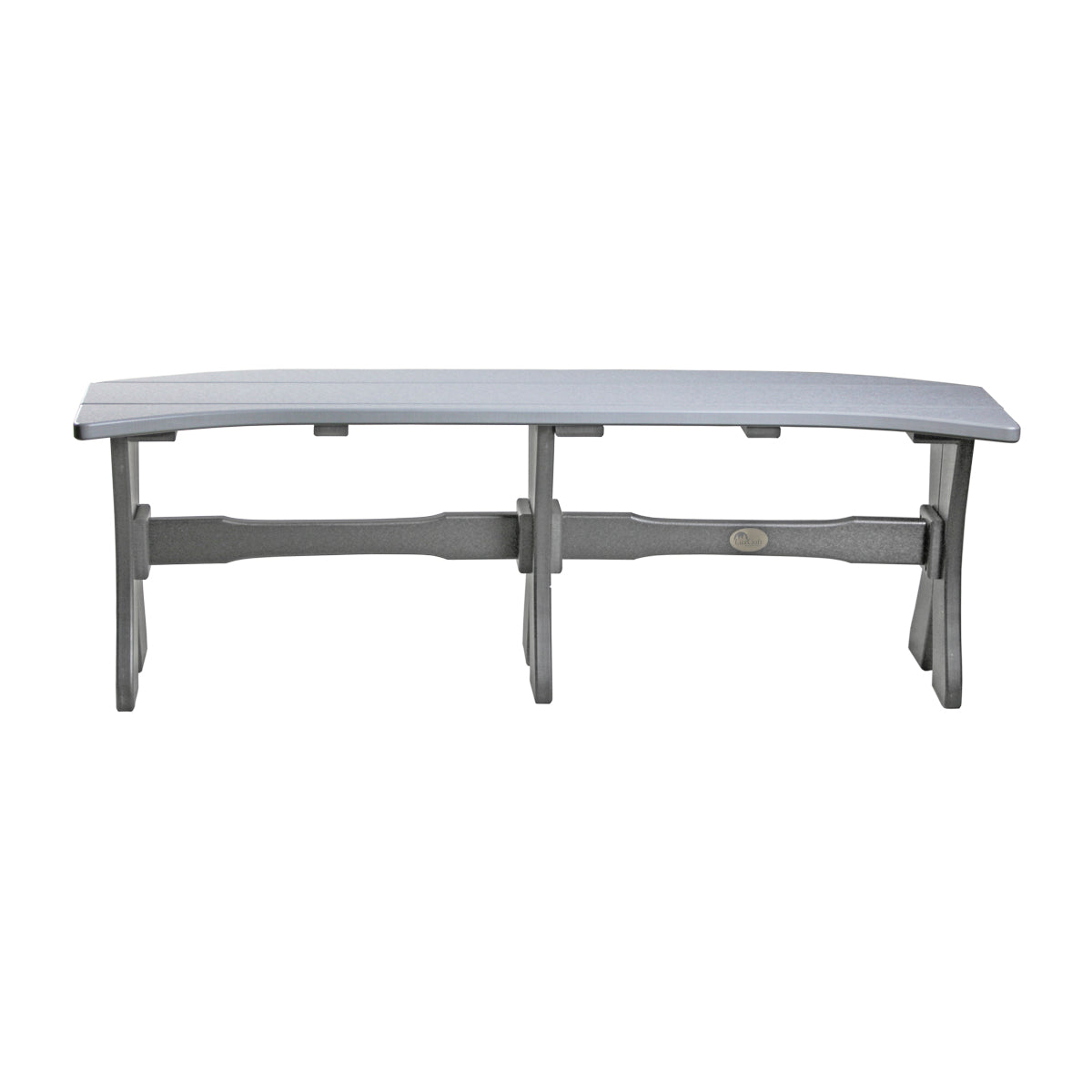 Dove grey and slate LuxCraft poly table bench, perfect for creating a stylish and comfortable outdoor dining area.