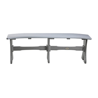 Dove grey and slate LuxCraft poly table bench, perfect for creating a stylish and comfortable outdoor dining area.