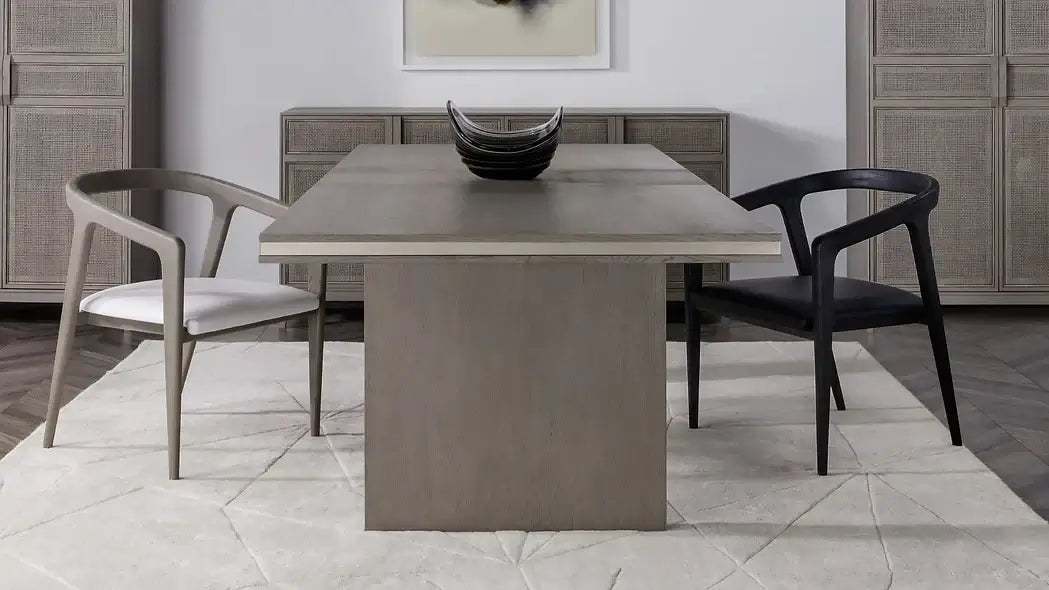 Room view of the Hampstead Extendable Dining Table by Case & Canvas, with stylish chairs and a modern dining setting.