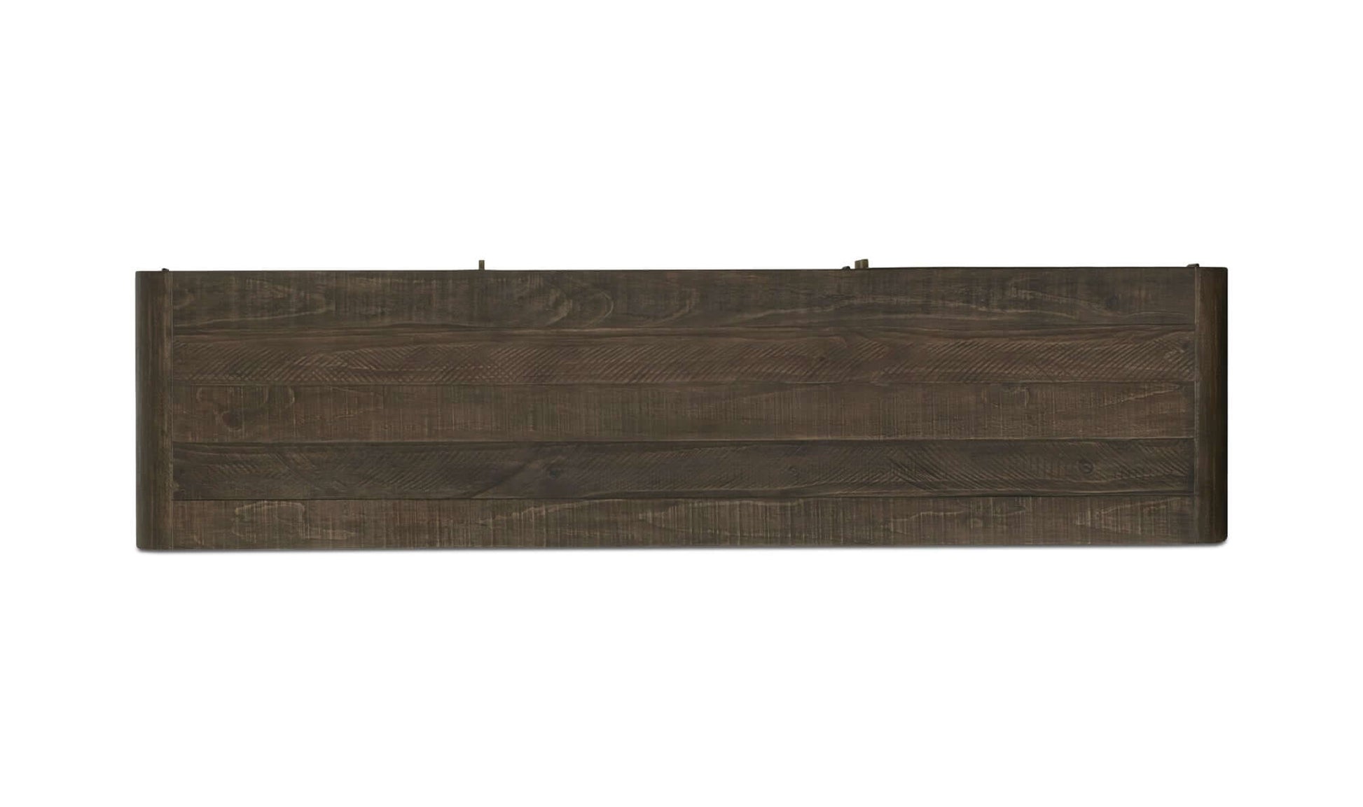 Top-down view of the Monterey Sideboard Light Grey, emphasizing the rustic wood texture.