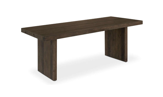 Monterey Light Grey Dining Table, angled view showcasing the solid pinewood construction and matte driftwood finish.