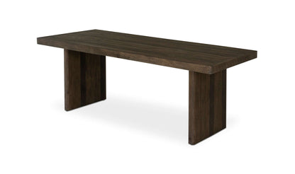 Monterey Light Grey Dining Table featuring a rectangular solid pine top and double pedestal base.